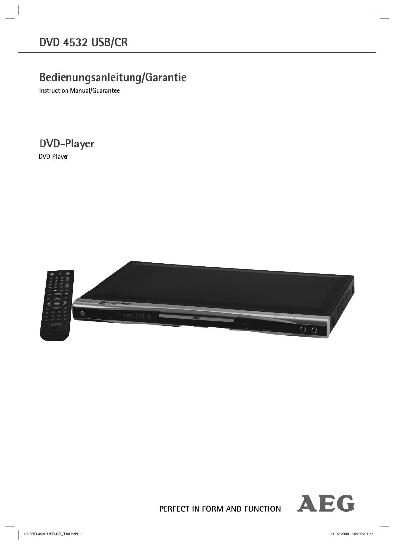 Page 1 de la notice Manuel utilisateur AEG DVD 4532 CR