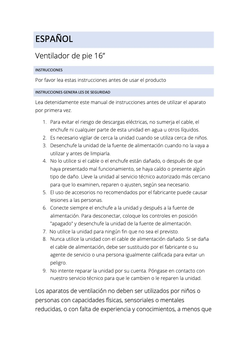 Page 1 de la notice Manuel utilisateur SVAN SVVE16P4