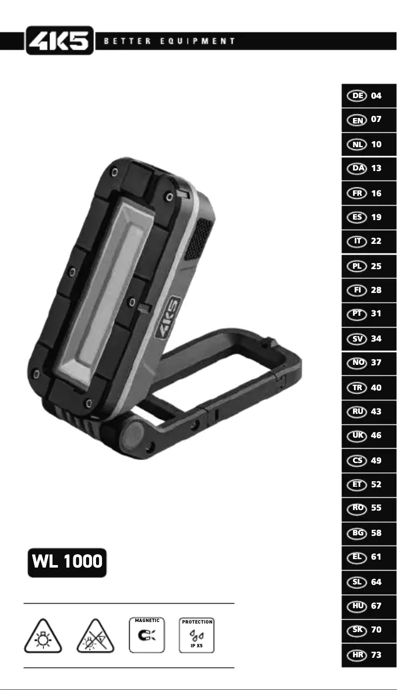 Page n°1 - Manuel utilisateur 4K5 WL 1000