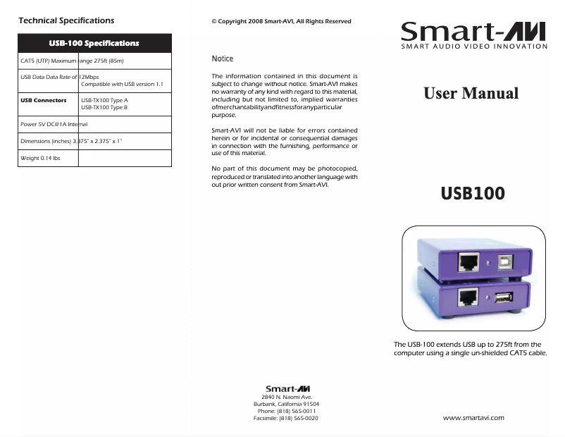 Página 1 del manual Manual de usuario Smart-AVI USB-100S