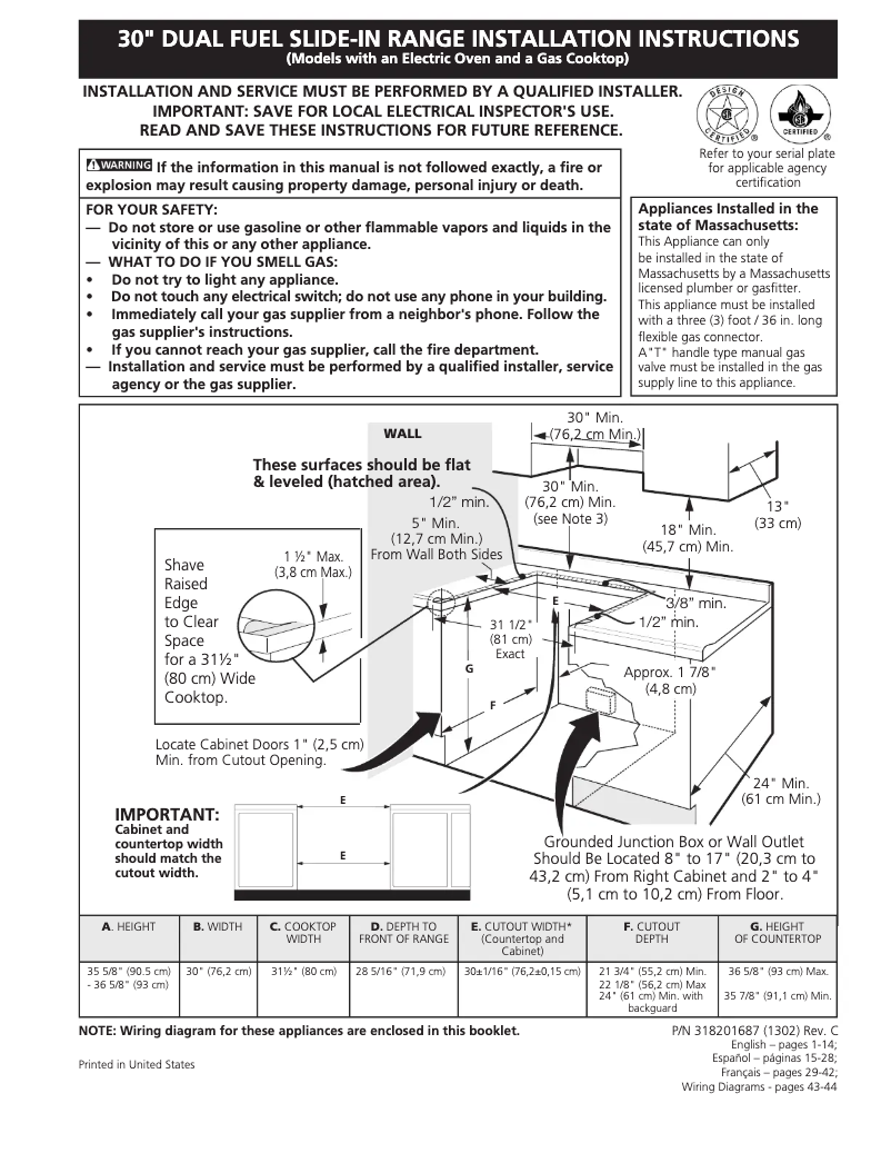 Page n°1 - Guide d'installation Electrolux EI30DS55LB