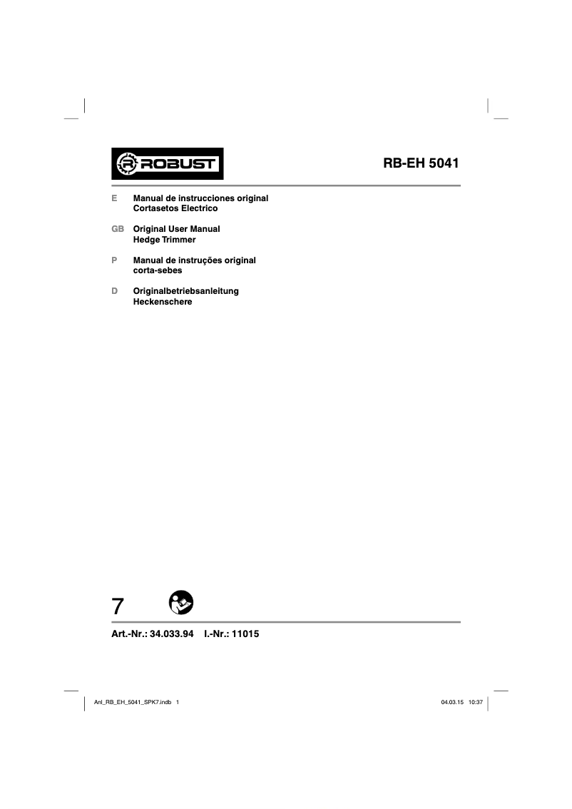 Page 1 de la notice Manuel utilisateur Robust RB-EH 5041
