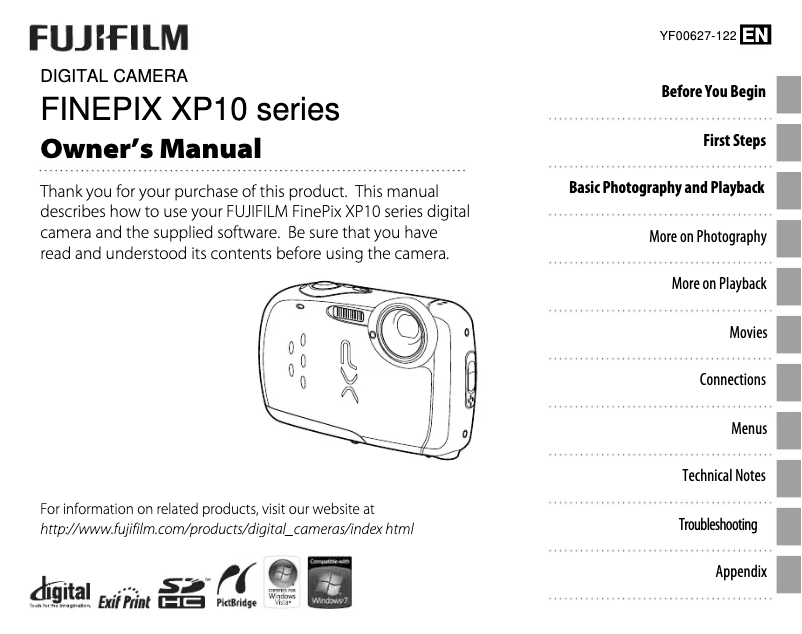 Page 1 de la notice Manuel utilisateur Fujifilm FinePix XP11