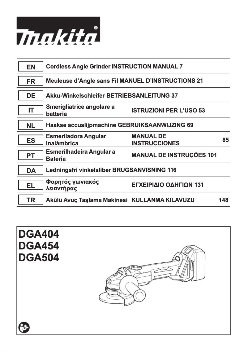Page 1 de la notice Manuel utilisateur Makita DGA504