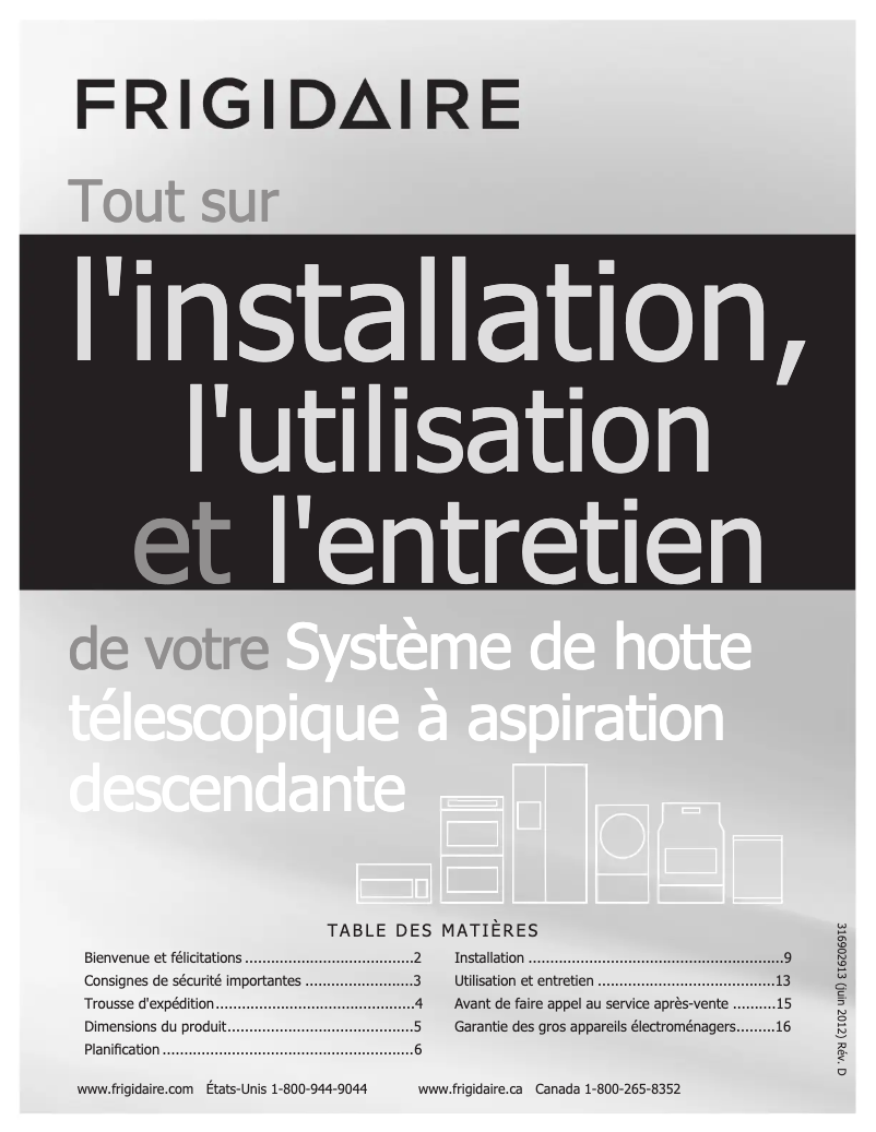 Page n°1 - Manuel utilisateur Frigidaire FH30DD50MS