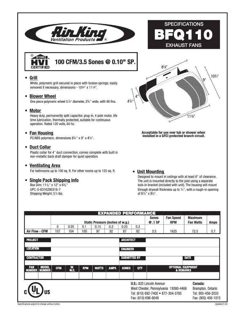 Image de la première page du manuel de l'appareil BFQ110