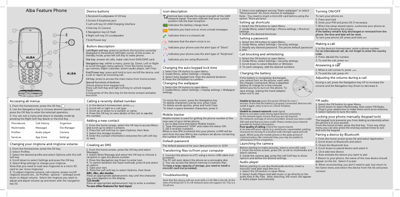 Page 1 de la notice Manuel utilisateur Archos Alba 2.4 Retro 503629