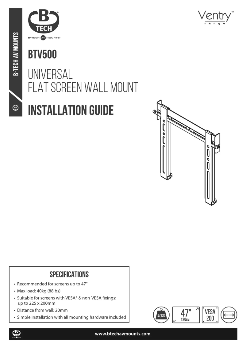 Page 1 de la notice Guide d'installation B-Tech BTV500