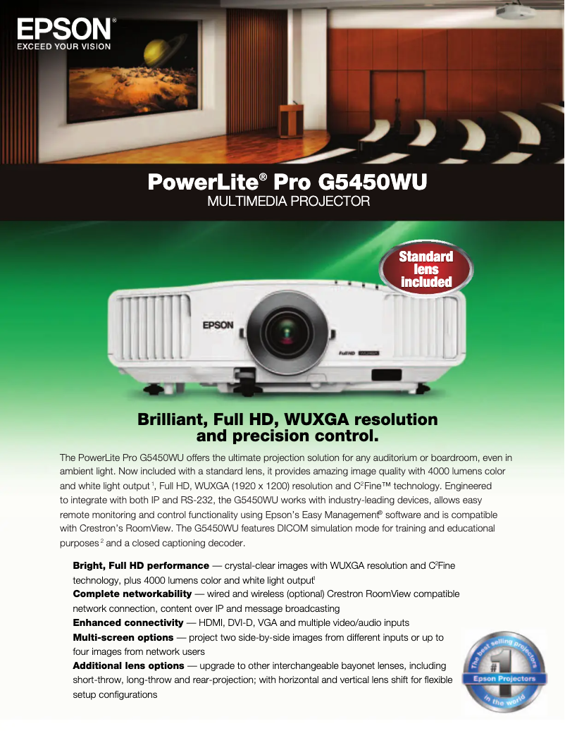 Imagen de la primera página del manual del dispositivo PowerLite Pro G5450WU