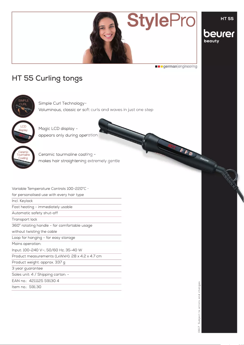 Page 1 de la notice Fiche technique Beurer HT 55