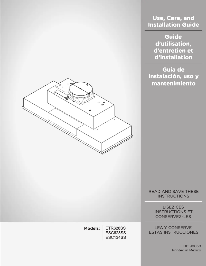 Page 1 de la notice Manuel utilisateur Elica SCANNO ESC134SS