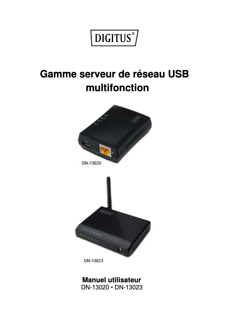 Image de la première page du manuel de l'appareil DN-13020