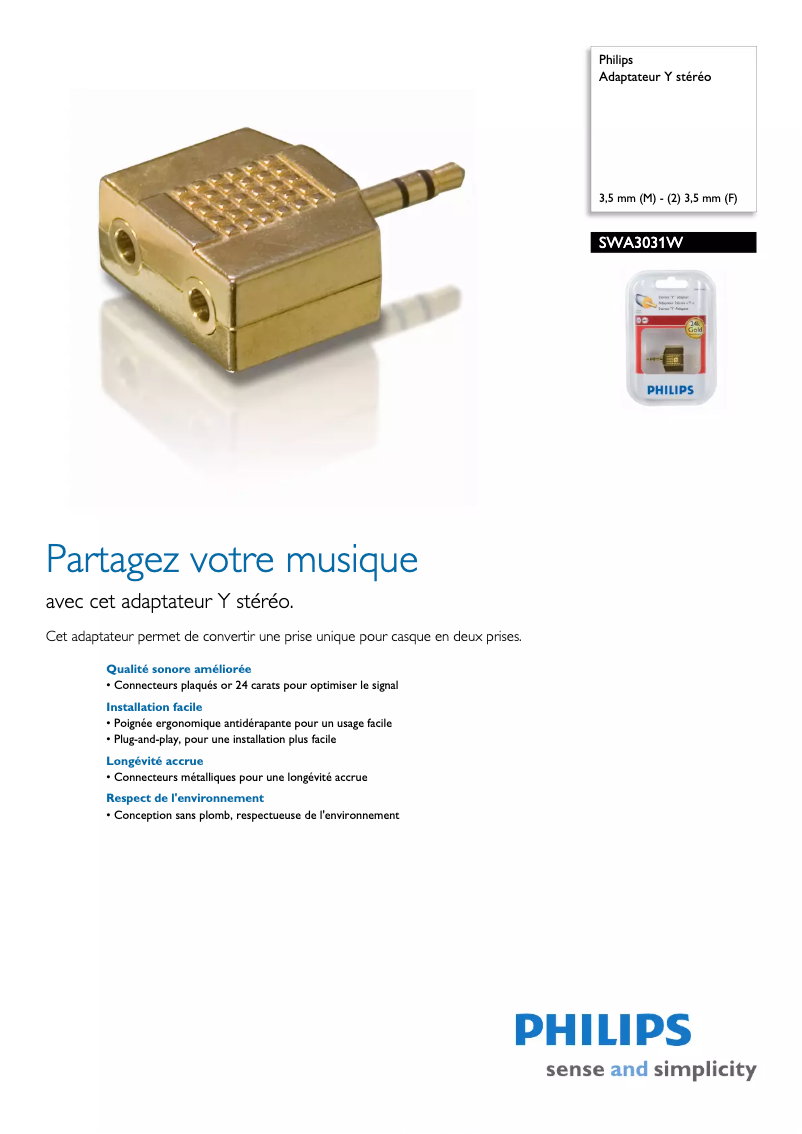Page n°1 - Manuel utilisateur Philips SWA3031W