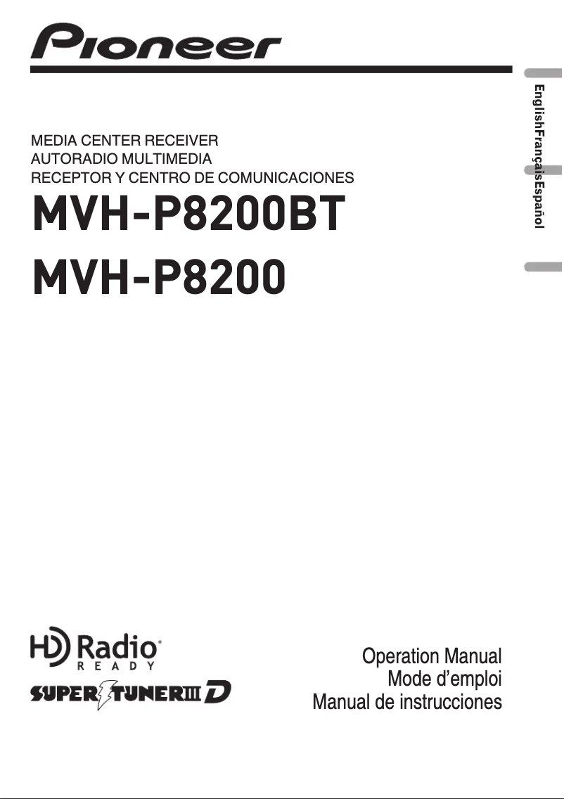 Page 1 de la notice Manuel utilisateur Pioneer MVH-P8200BT
