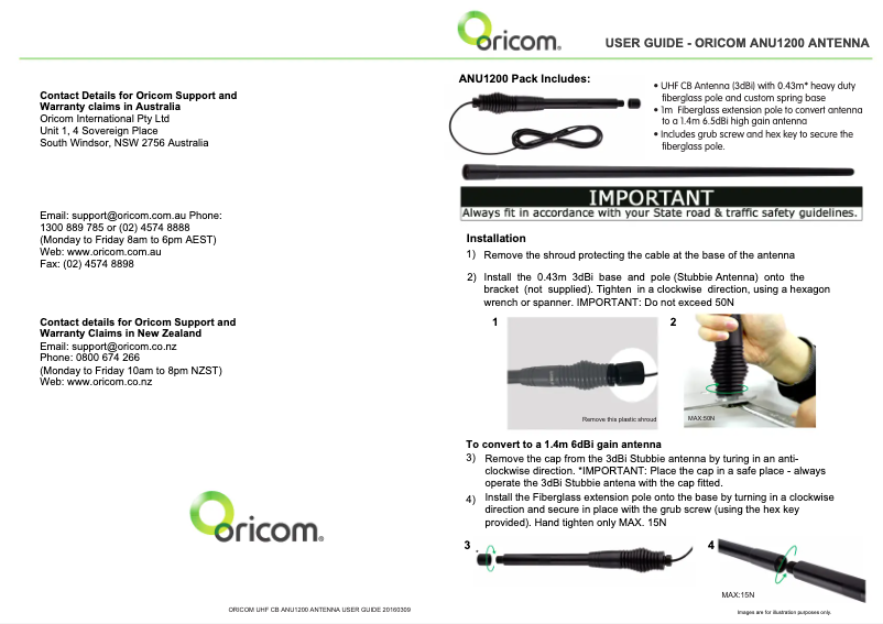 Image de la première page du manuel de l'appareil ANU1200