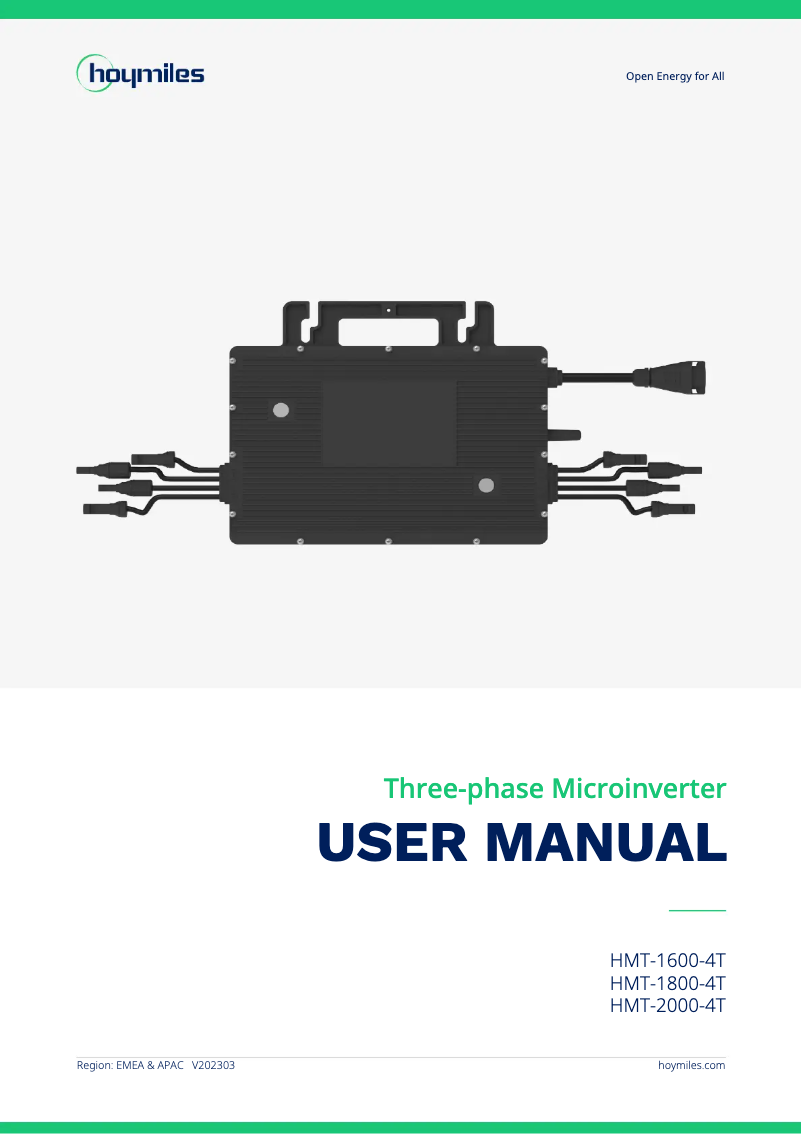 Imagen de la primera página del manual del dispositivo HMT-1600-4T