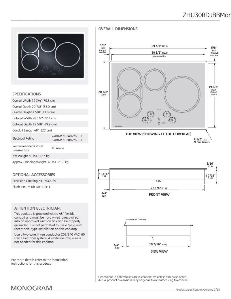 Image de la première page du manuel de l'appareil ZHU30RDJBB