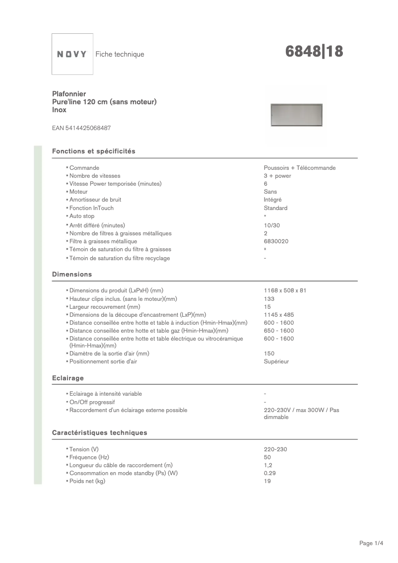 Image de la première page du manuel de l'appareil Pure'line 6848