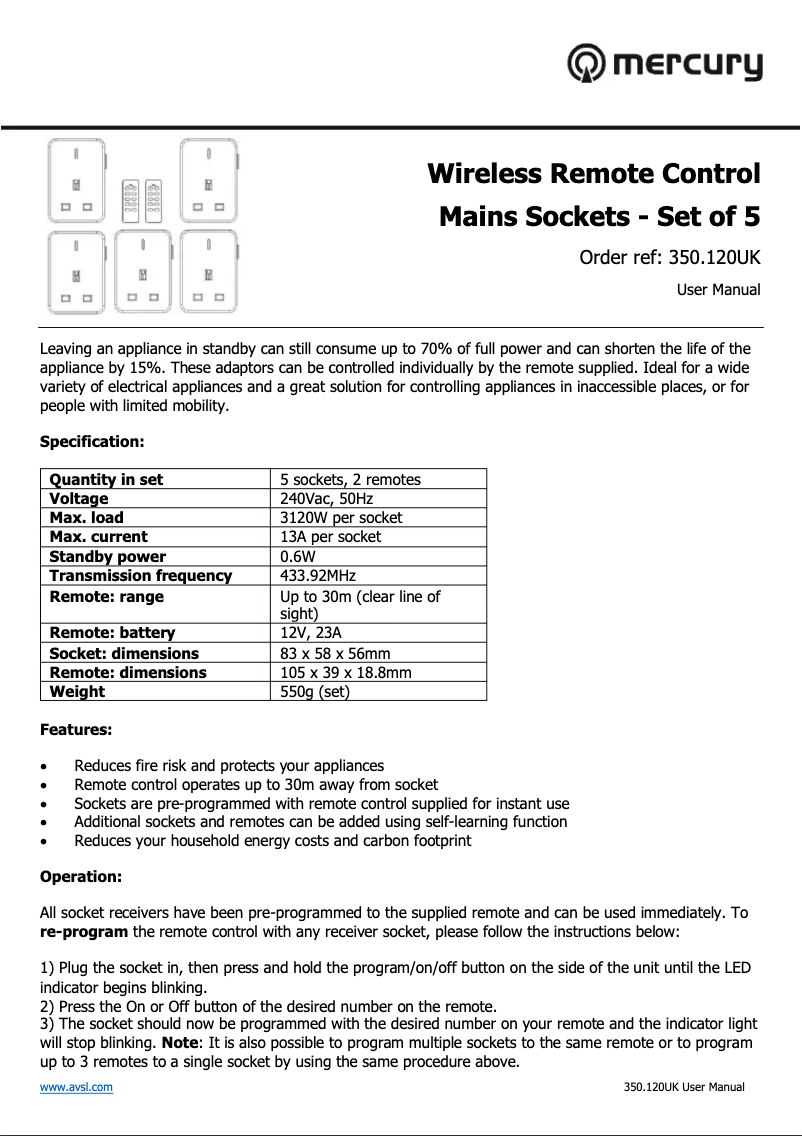 Page 1 de la notice Manuel utilisateur Mercury WRC5-2