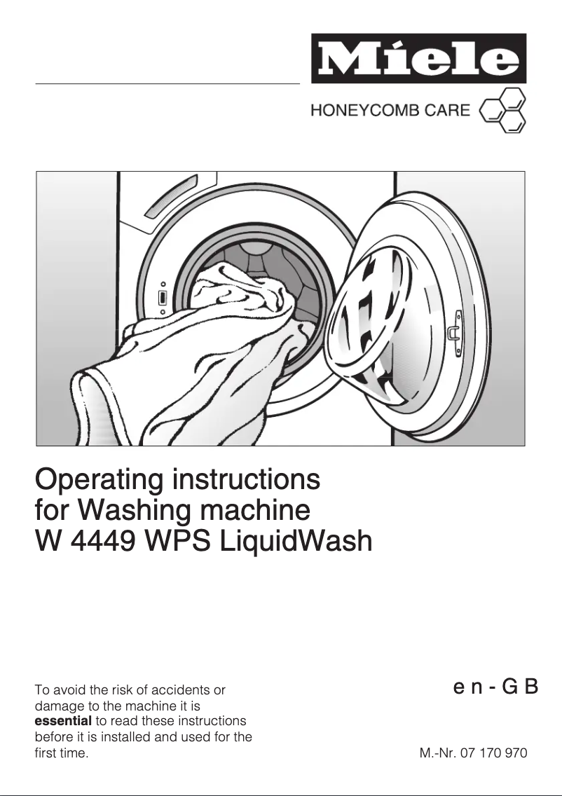Page n°1 - Manuel utilisateur Miele W 4449