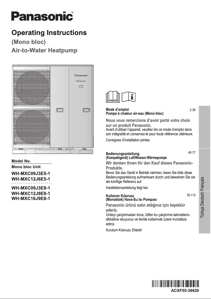 Page 1 de la notice Manuel utilisateur Panasonic WH-MXC12J6E5-1