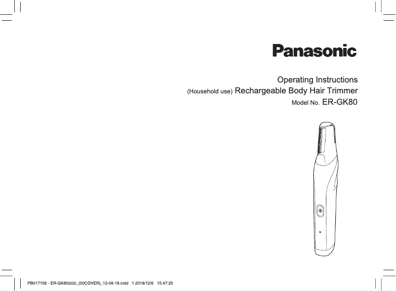 Image de la première page du manuel de l'appareil ER-GK80