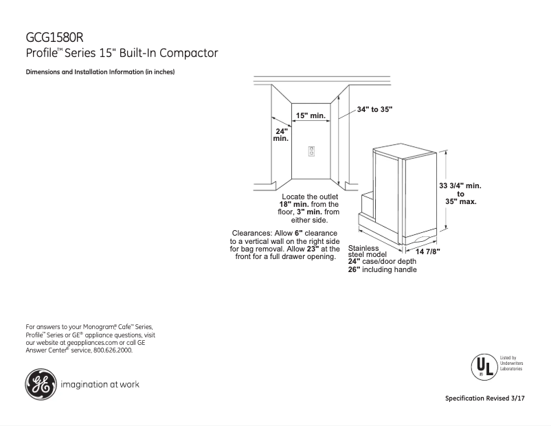 Página 1 del manual Ficha técnica GE GCG1580RSS