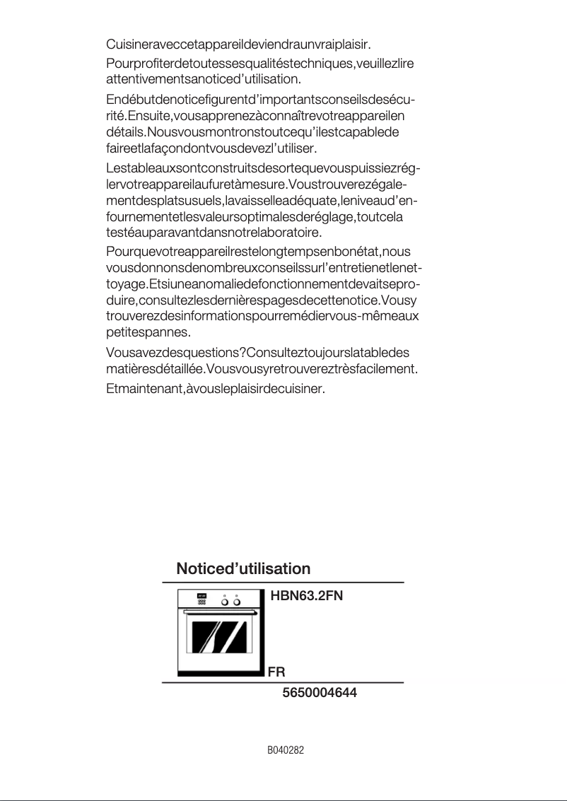 Image de la première page du manuel de l'appareil HBN6352FN