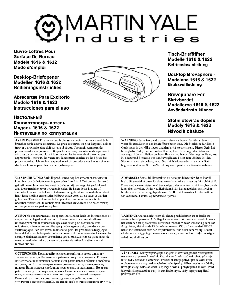 Page 1 de la notice Manuel utilisateur MartinYale 1616