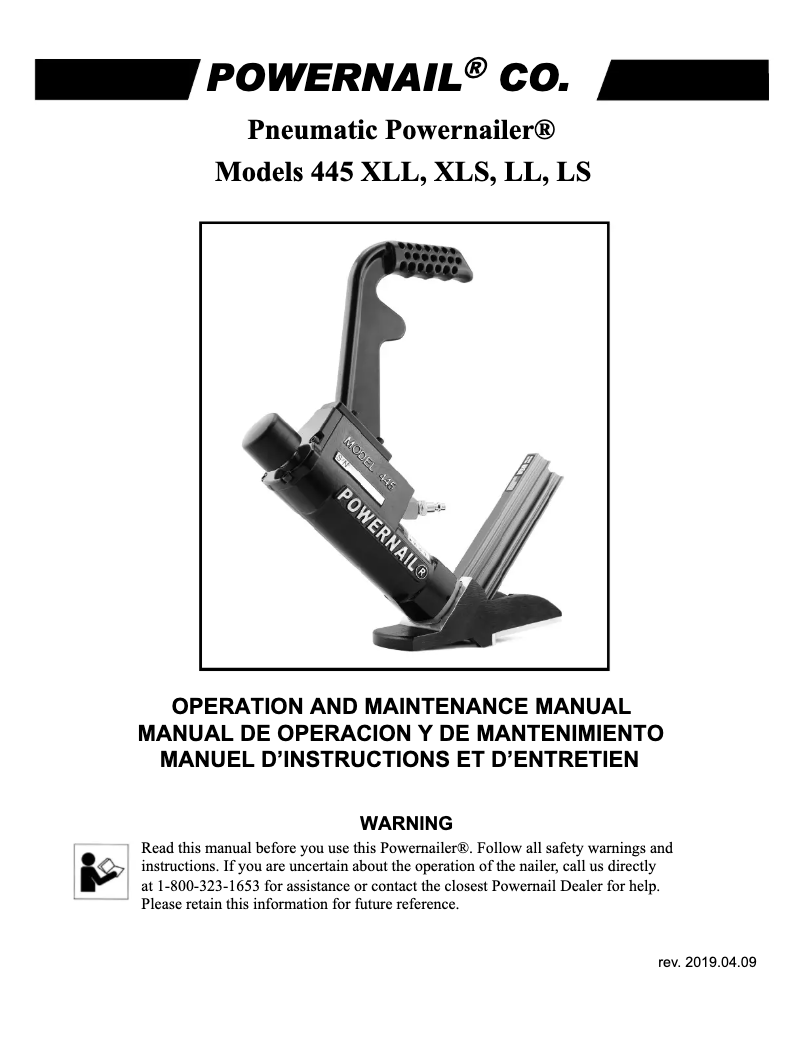 Page n°1 - Manuel utilisateur POWERNAIL 445LS