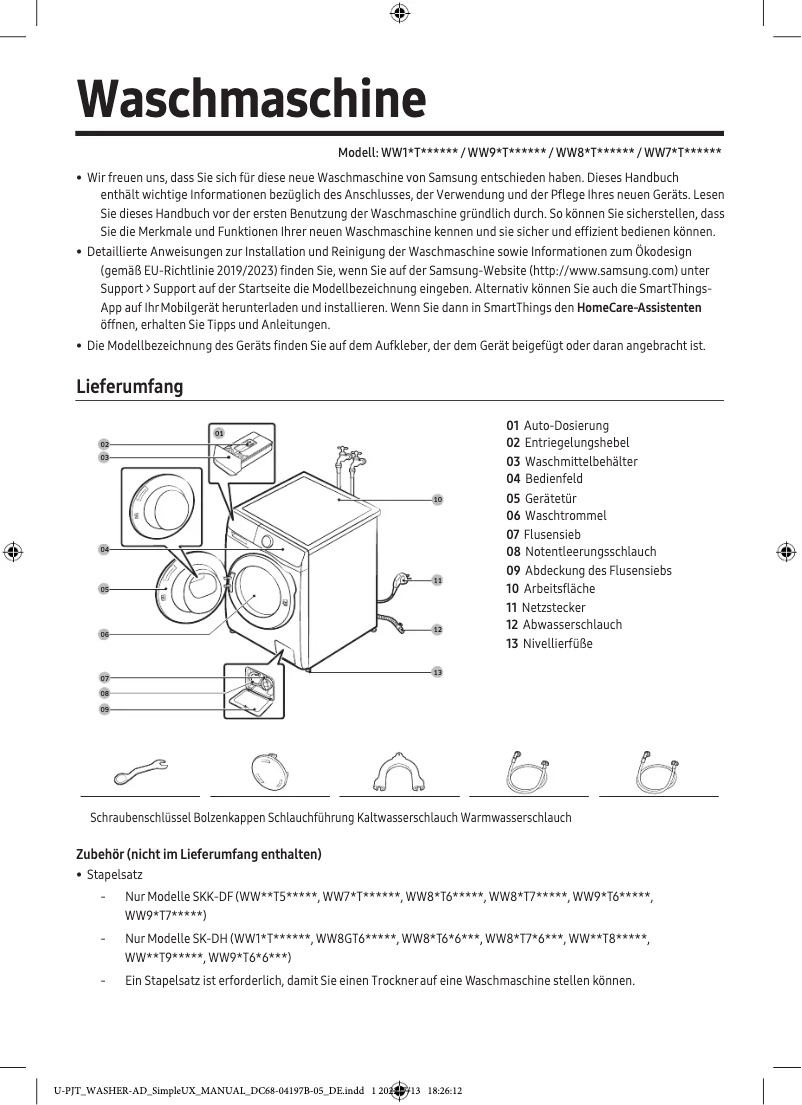 Page n°1 - Manuel utilisateur Samsung WW10T734AWH
