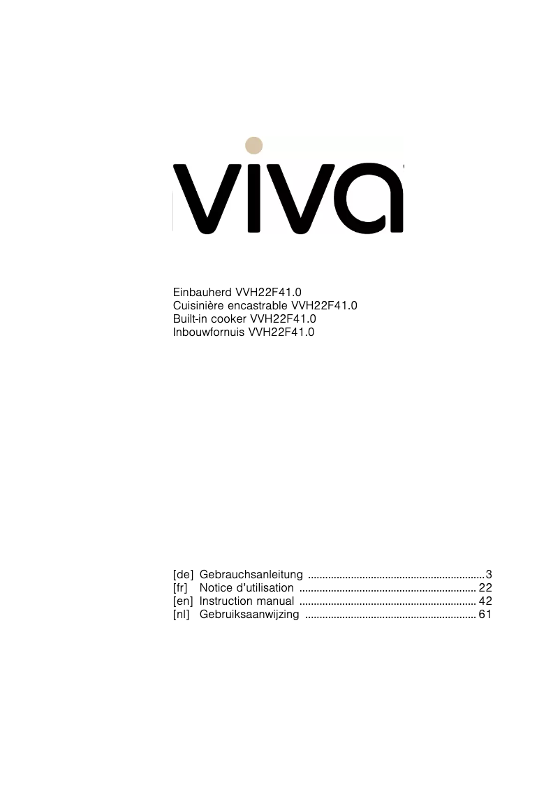 Page 1 de la notice Manuel utilisateur Viva VVH22F4150
