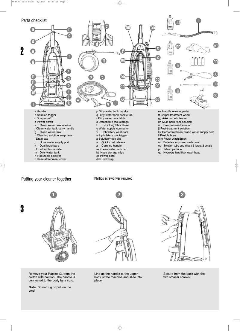 Page n°1 - Manuel utilisateur Vax Pet XL V-027P