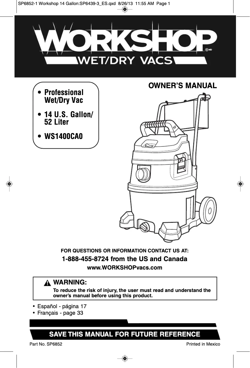 Image de la première page du manuel de l'appareil WS1400CA