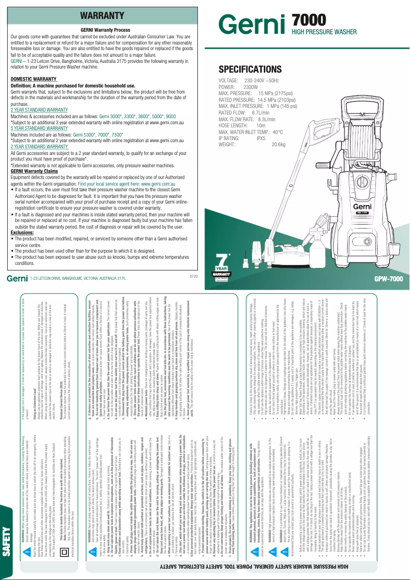Image de la première page du manuel de l'appareil 7000