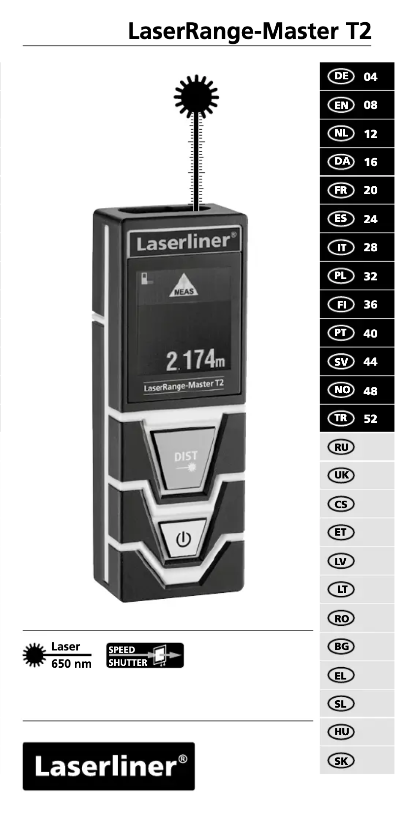 Image de la première page du manuel de l'appareil LaserRange-Master T2