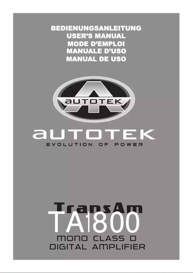 Page 1 de la notice Manuel utilisateur Autotek TA1800
