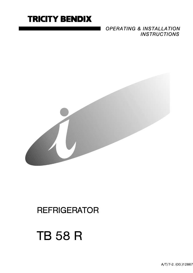 Page n°1 - Manuel utilisateur Tricity Bendix TB58R