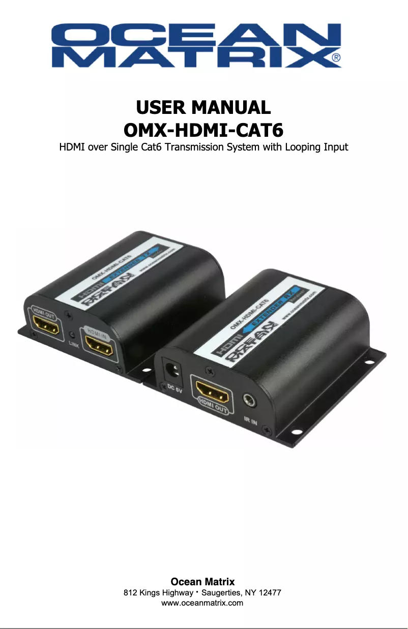 Page n°1 - Manuel utilisateur Ocean Matrix OMX-HDMI-CAT6