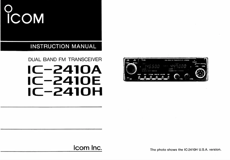 Page 1 de la notice Manuel utilisateur ICOM IC-2410A
