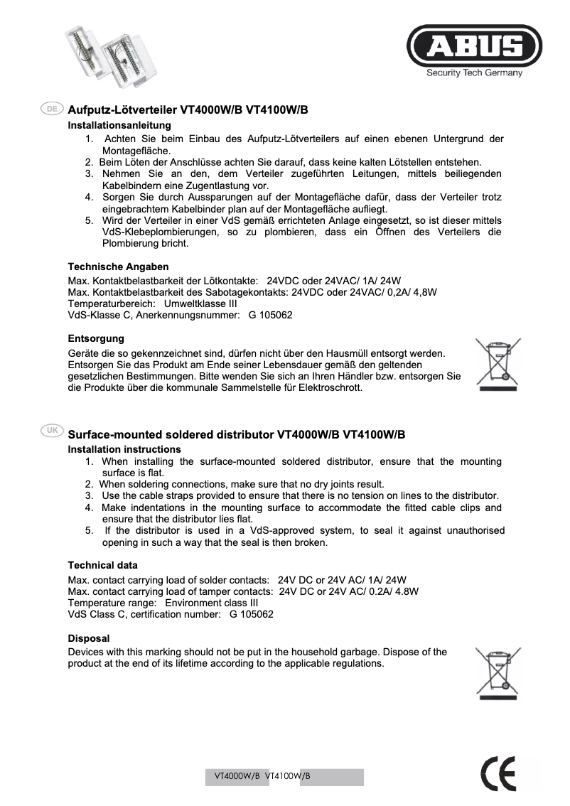 Image de la première page du manuel de l'appareil VT4100W