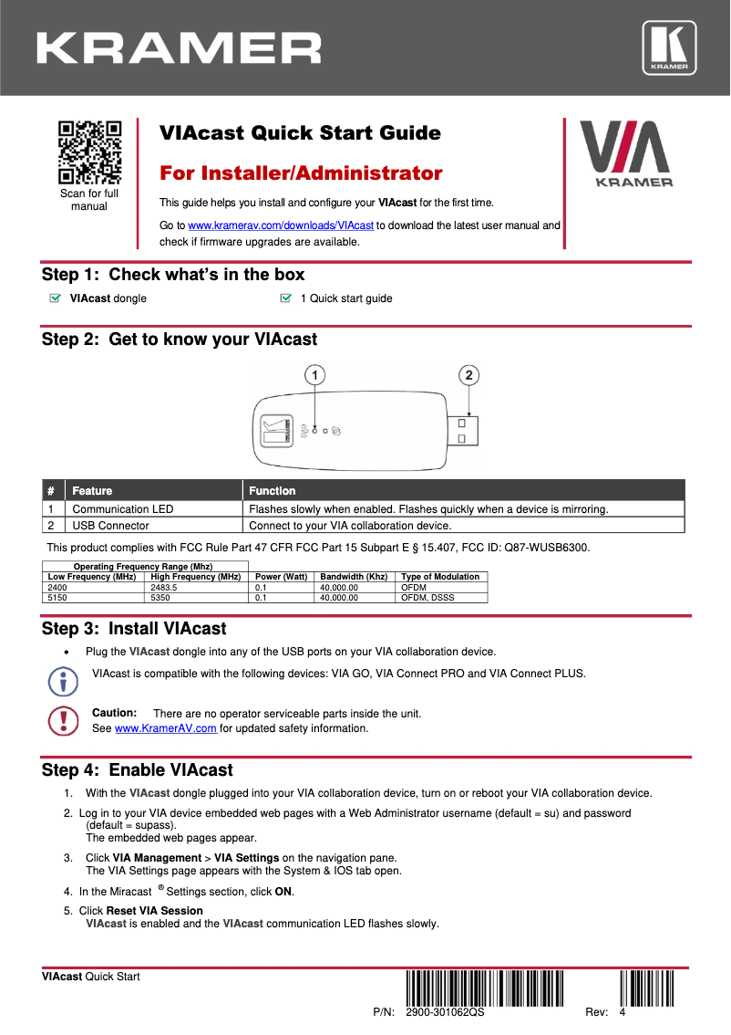 Image de la première page du manuel de l'appareil VIAcast