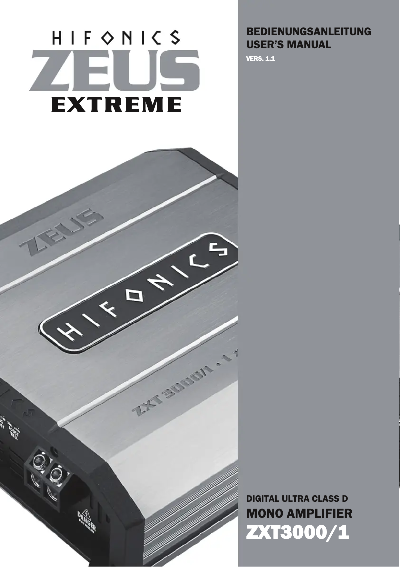 Page 1 de la notice Manuel utilisateur Hifonics Zeus Extreme ZXT3000/1