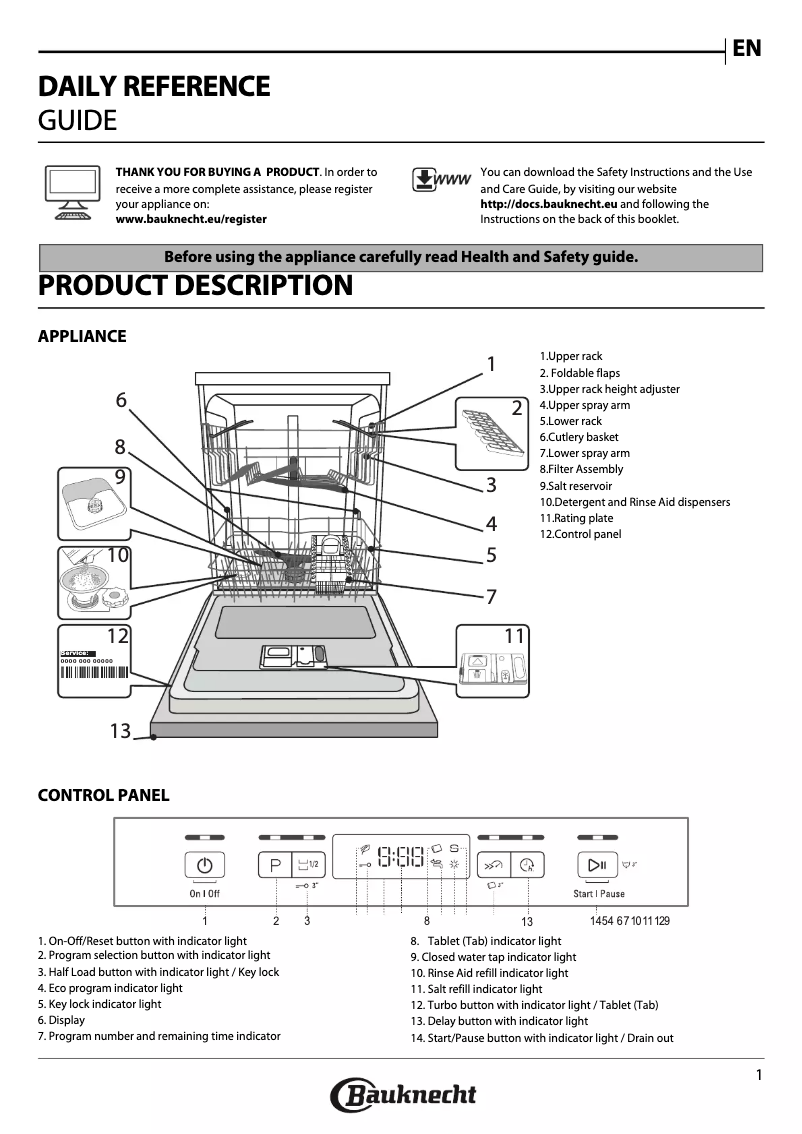 Page n°1 - Manuel utilisateur Bauknecht BFC 3B+26