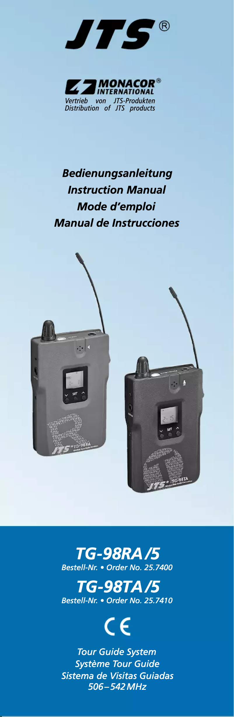 Page 1 de la notice Manuel utilisateur JTS TG-98TA/5