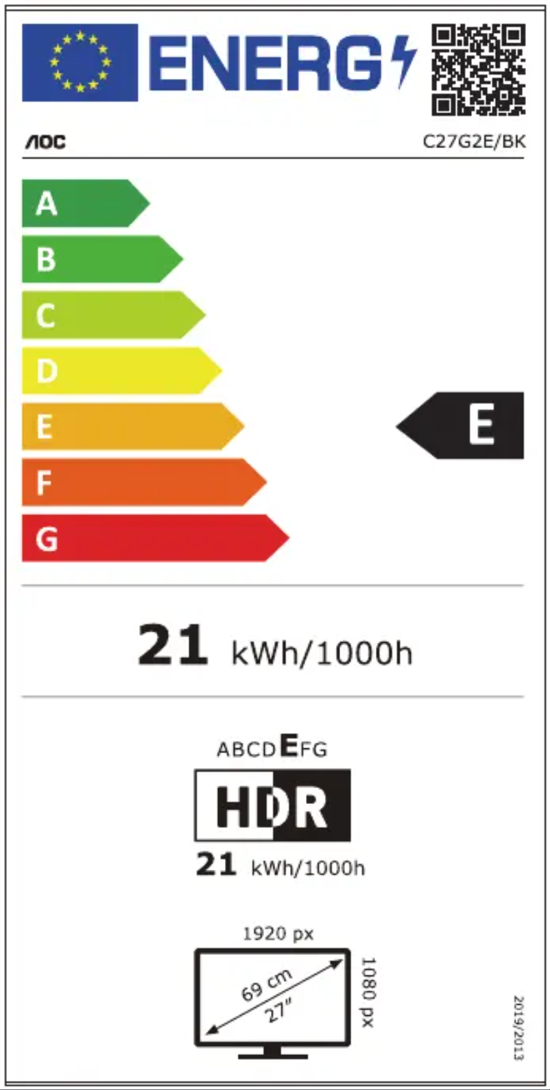 Page n°1 - Label énergétique AOC C27G2E