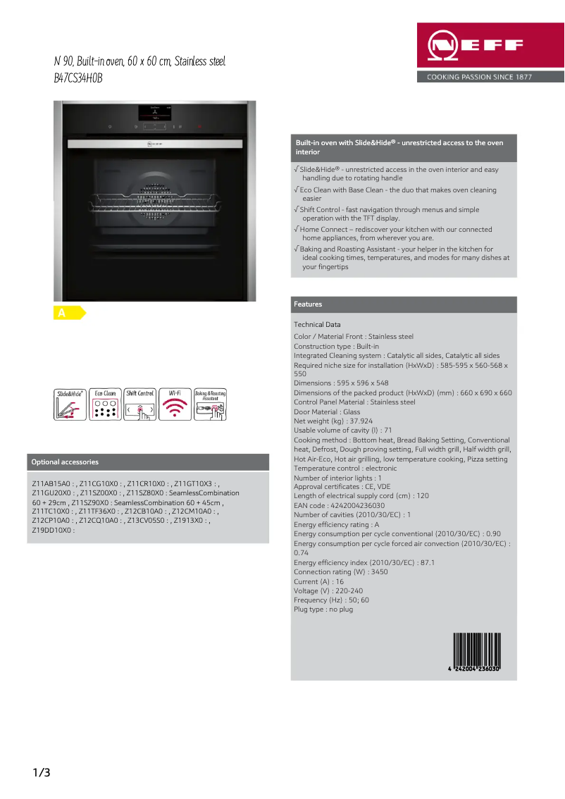 Image de la première page du manuel de l'appareil B47CS34H0B