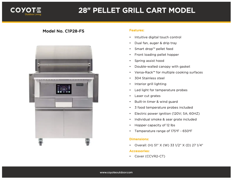 Page 1 de la notice Fiche technique Coyote C1P28-FS