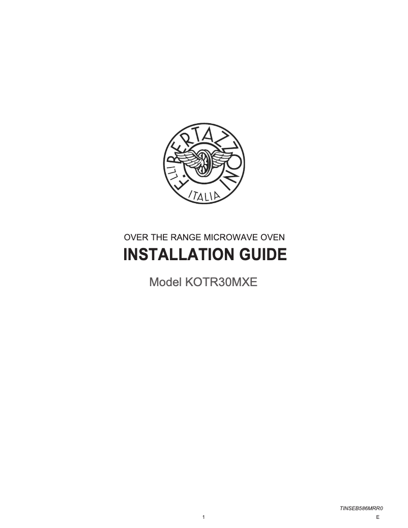 Página 1 del manual Guía de instalación Bertazzoni KOTR30X