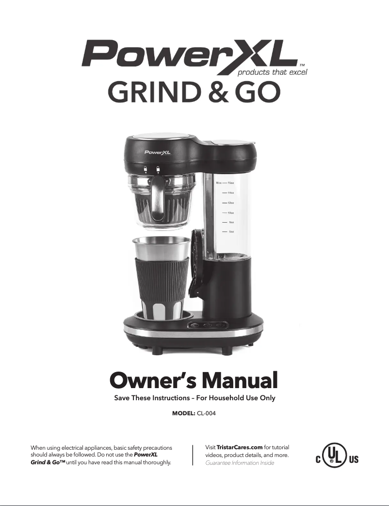 Page n°1 - Manuel utilisateur PowerXL Grind & Go Plus CL-004